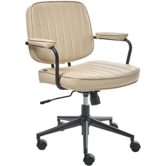 Desk Chair BERNE Faux Leather Beige