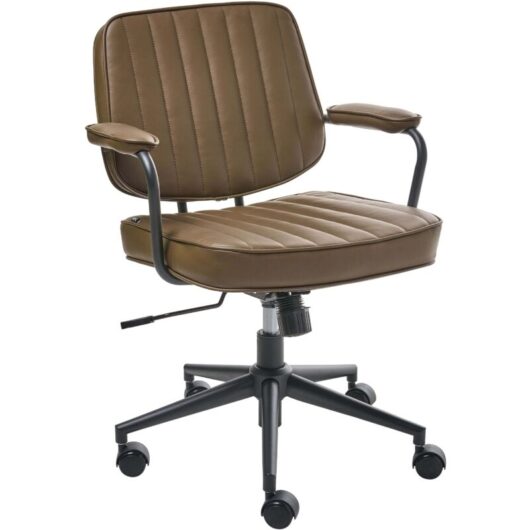 Desk Chair BERNE Faux Leather Brown