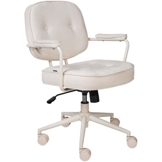 Desk Chair PARAMUS Fabric Off-White
