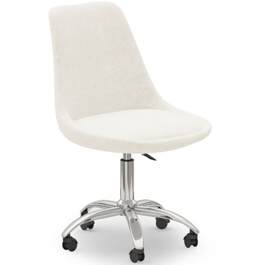 Desk Chair with Wheels - White Boucle - Tulip White