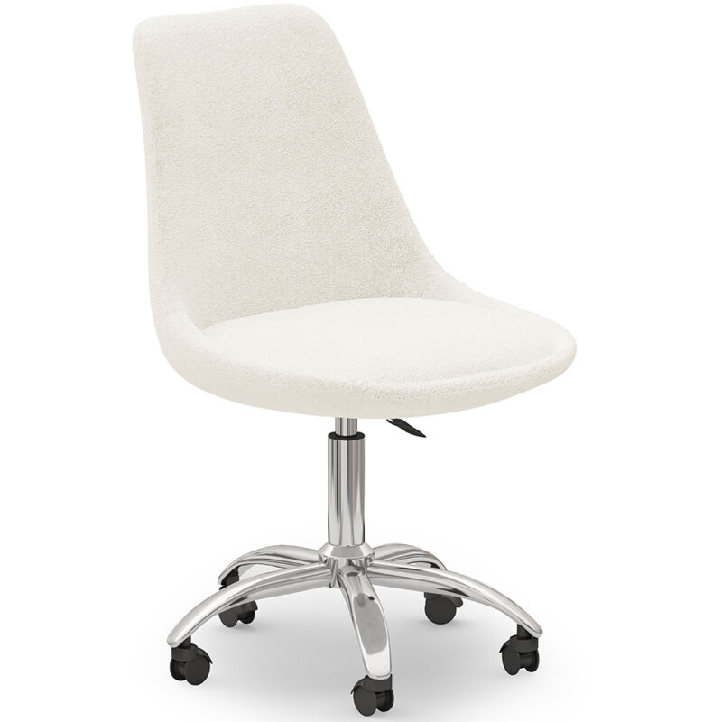 Desk Chair with Wheels - White Boucle - Tulip White