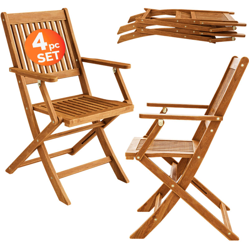 Deuba - 4x Wooden Foldable Garden Dining Chairs FSC®-Certified Acacia Wood Furniture Folding Dining Chair Set Sydney Weather Resistant Robust