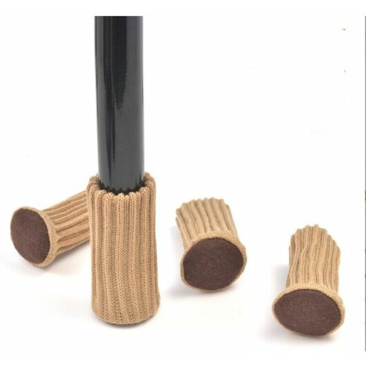 Dewdat - 28 Pairs knitted Table Chair Leg Socks elastic Chair Furniture Socks Sets Wood Floor protectors beige 47cm