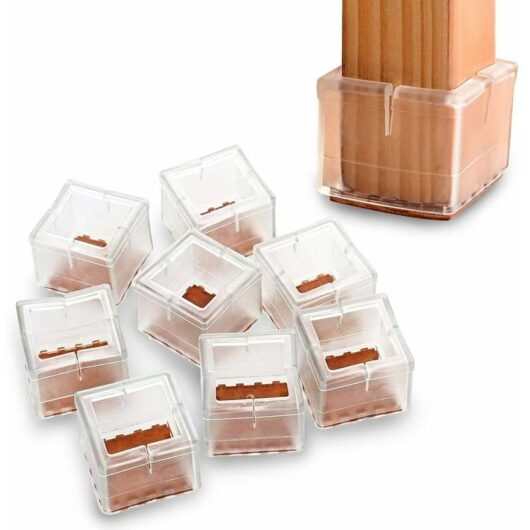 Dewdat - Set of 16 Chair Leg Floor Protectors with Felt Pads Caps Furniture Chair Pads, Square Tips
