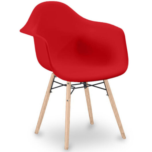 Dining Chair Scandinavian Design - Wooden Legs - Nordika Red