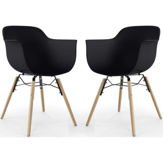 Dining Chair - Scandinavian Design - Wooden Legs - Pack of 2 - Nordika Black