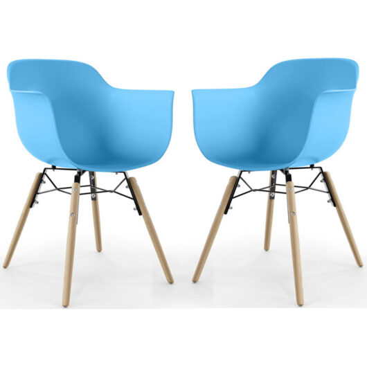 Dining Chair - Scandinavian Design - Wooden Legs - Pack of 2 - Nordika Blue