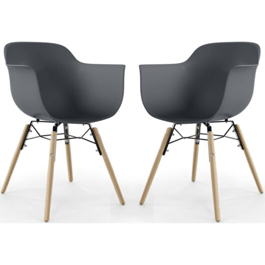Dining Chair - Scandinavian Design - Wooden Legs - Pack of 2 - Nordika Dark grey