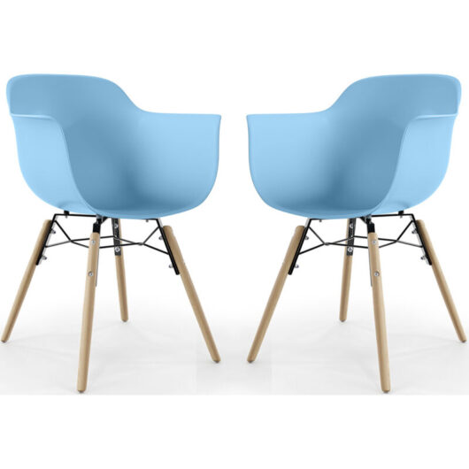 Dining Chair - Scandinavian Design - Wooden Legs - Pack of 2 - Nordika Light blue