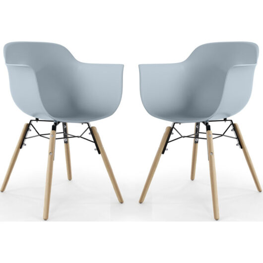 Dining Chair - Scandinavian Design - Wooden Legs - Pack of 2 - Nordika Light grey