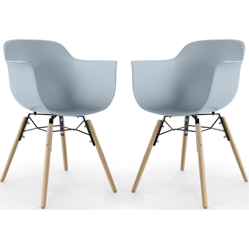 Dining Chair - Scandinavian Design - Wooden Legs - Pack of 2 - Nordika Light grey