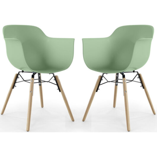 Dining Chair - Scandinavian Design - Wooden Legs - Pack of 2 - Nordika Pastel green