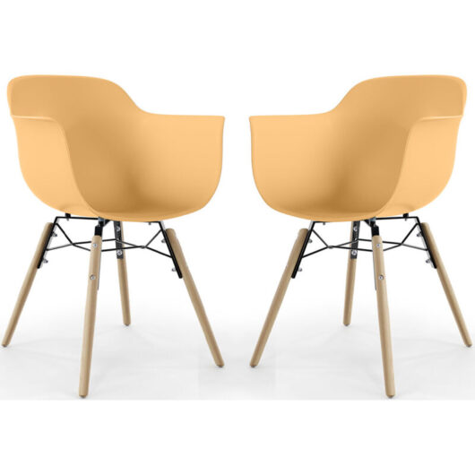 Dining Chair - Scandinavian Design - Wooden Legs - Pack of 2 - Nordika Pastel orange