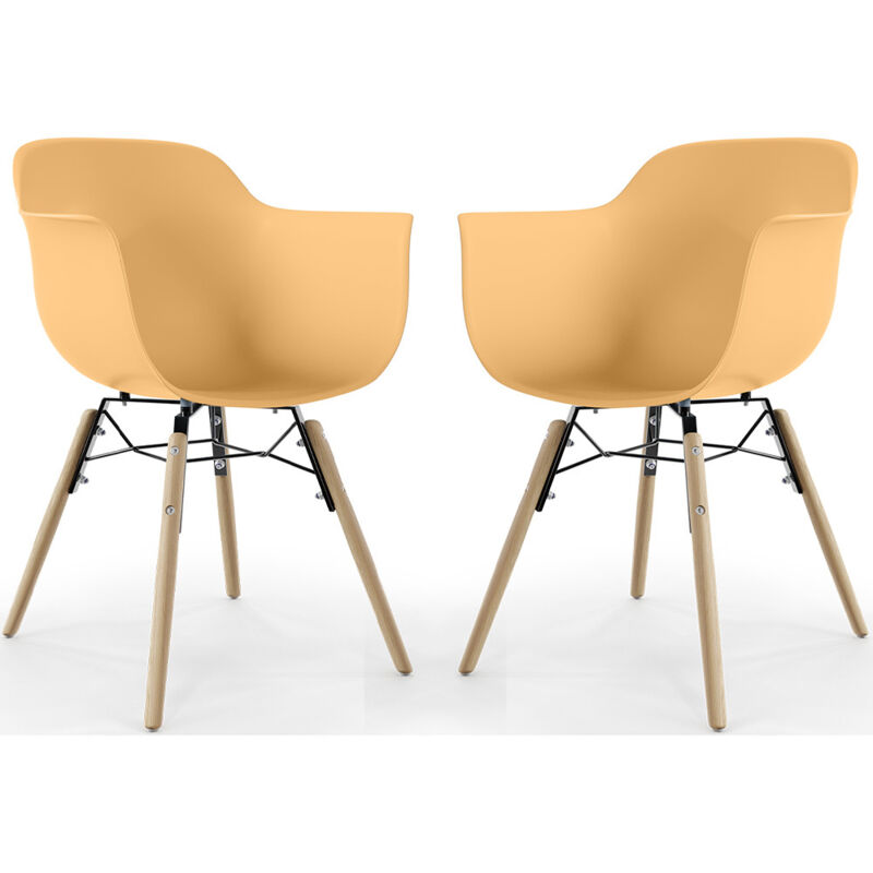 Dining Chair - Scandinavian Design - Wooden Legs - Pack of 2 - Nordika Pastel orange