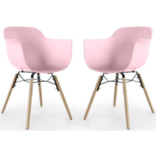 Dining Chair - Scandinavian Design - Wooden Legs - Pack of 2 - Nordika Pastel pink