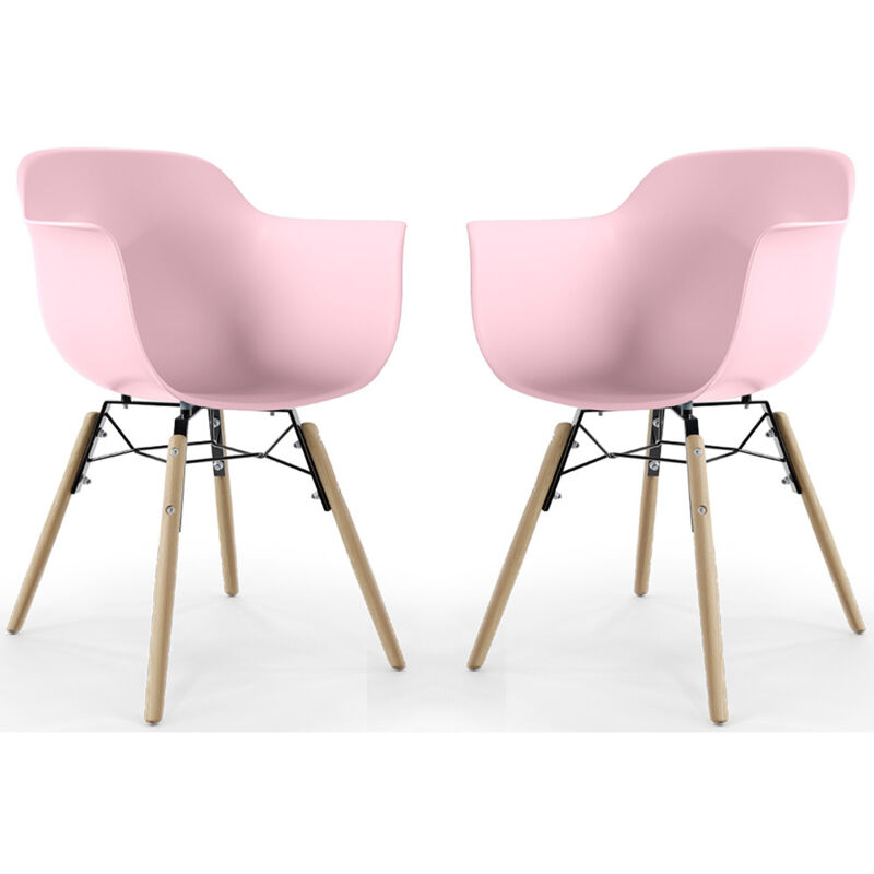 Dining Chair - Scandinavian Design - Wooden Legs - Pack of 2 - Nordika Pastel pink