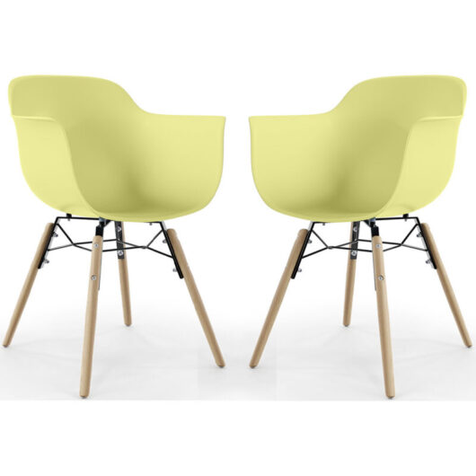 Dining Chair - Scandinavian Design - Wooden Legs - Pack of 2 - Nordika Pastel yellow