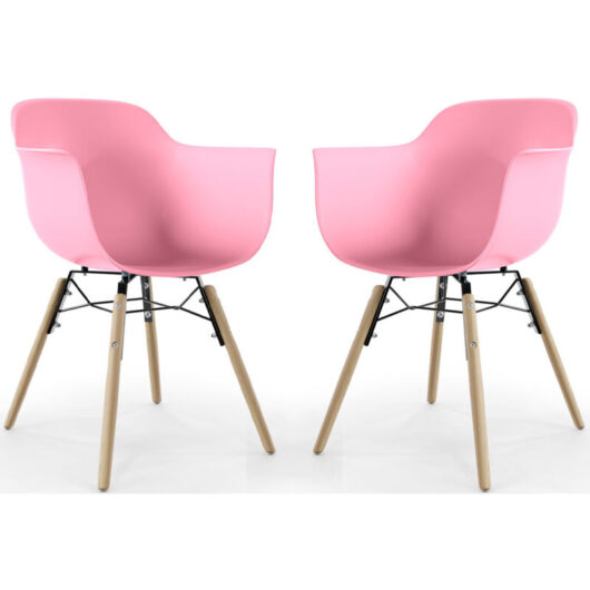 Dining Chair - Scandinavian Design - Wooden Legs - Pack of 2 - Nordika Pink