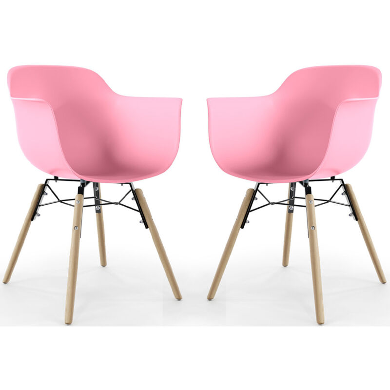 Dining Chair - Scandinavian Design - Wooden Legs - Pack of 2 - Nordika Pink