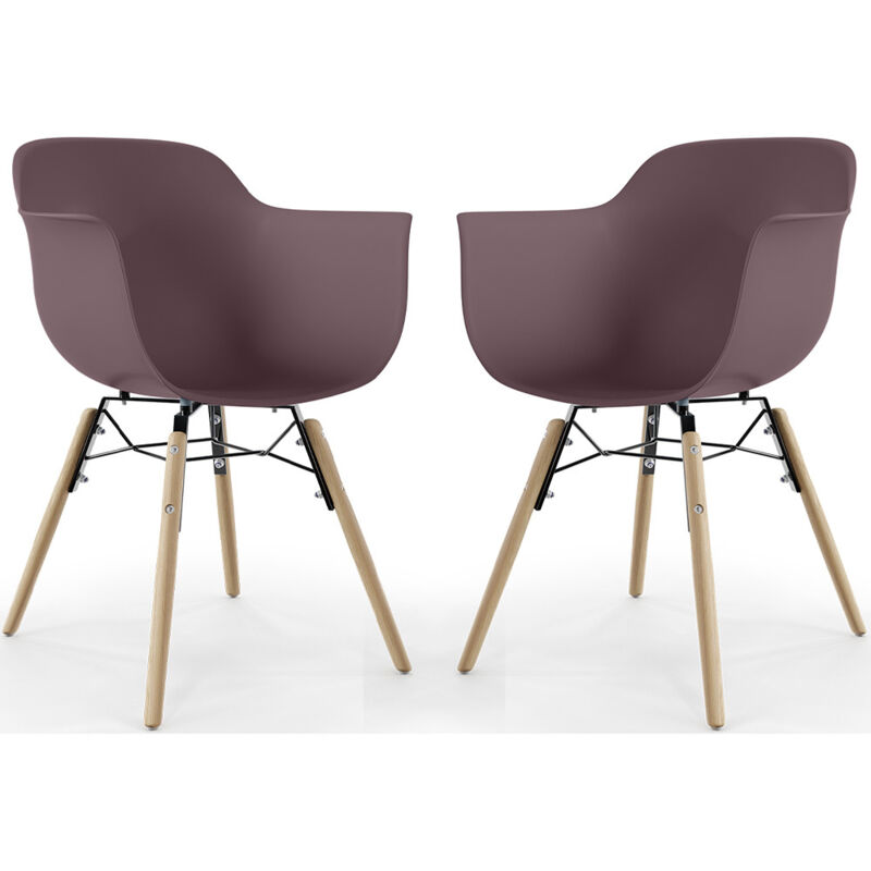 Dining Chair - Scandinavian Design - Wooden Legs - Pack of 2 - Nordika Taupe