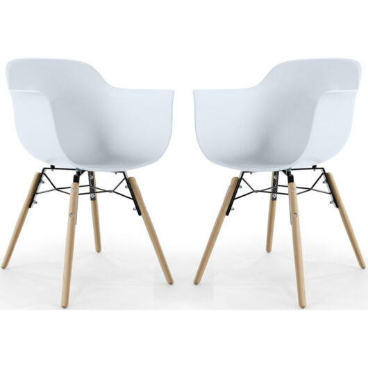 Dining Chair - Scandinavian Design - Wooden Legs - Pack of 2 - Nordika White