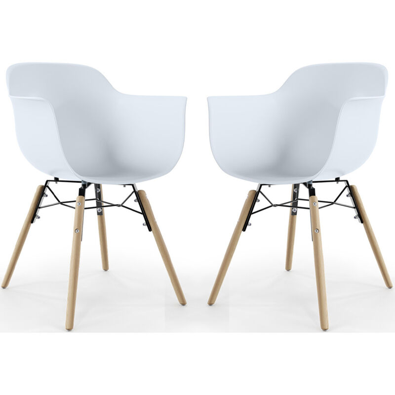 Dining Chair - Scandinavian Design - Wooden Legs - Pack of 2 - Nordika White