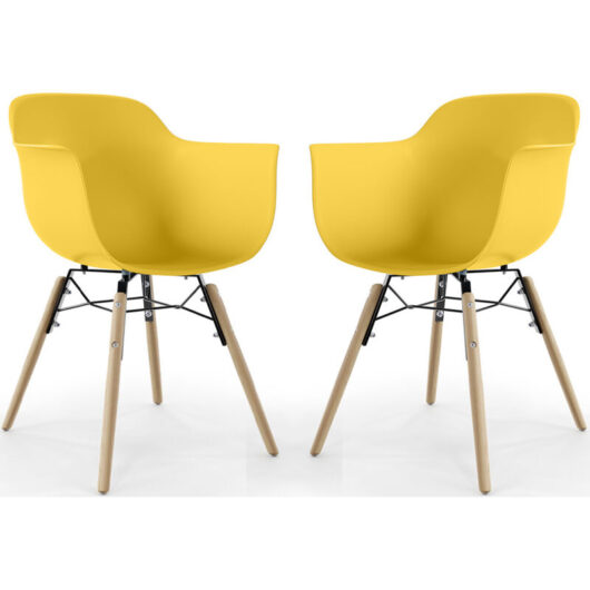 Dining Chair - Scandinavian Design - Wooden Legs - Pack of 2 - Nordika Yellow