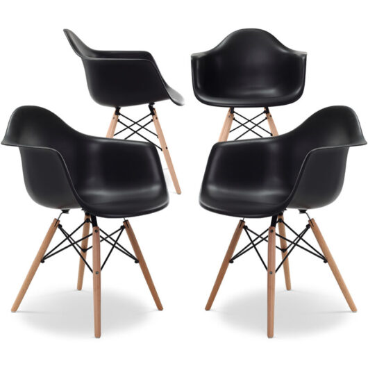 Dining Chair - Scandinavian Design - Wooden Legs - Pack of 4 - Nordika Black