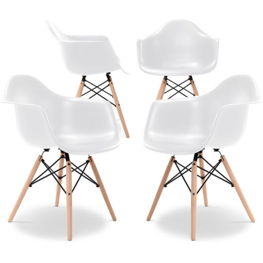 Dining Chair - Scandinavian Design - Wooden Legs - Pack of 4 - Nordika White