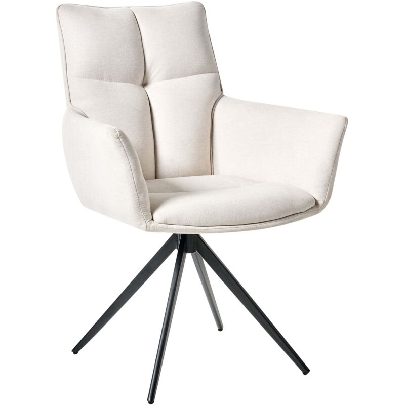 Dining Chair Swivel CORBIE Fabric Off-White