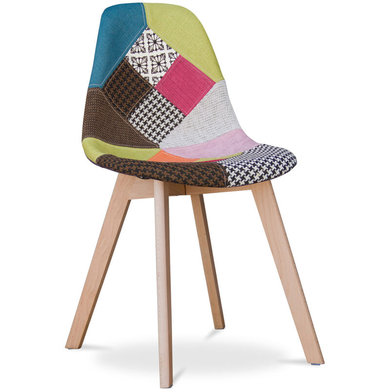 Dining Chair - Upholstered in Patchwork - Simona Multicolour