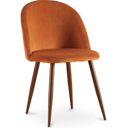 Dining Chair - Upholstered in Velvet - Scandinavian Design - Evelyne Reddish orange