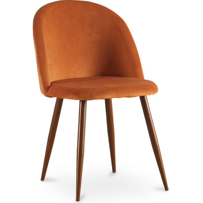 Dining Chair - Upholstered in Velvet - Scandinavian Design - Evelyne Reddish orange