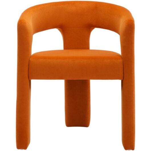Dining Chair in Velvet Chic Armchair with Stylish Curved Backrest for Kitchen Living Room Restaurant Cafe, Orange, Wahson