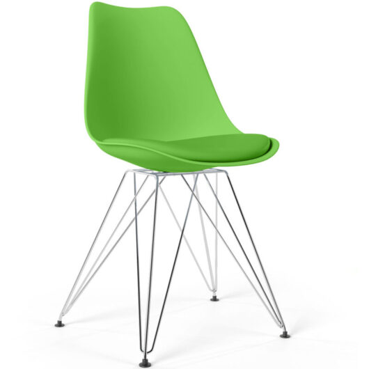 Dining Chair with Cushion - Scandinavian Design and Metal Legs - Skögur Green