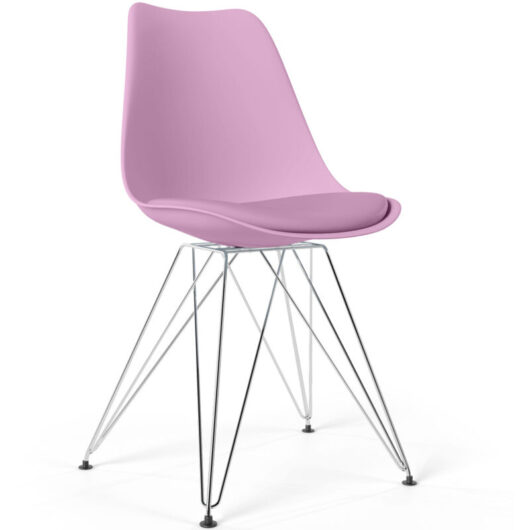 Dining Chair with Cushion - Scandinavian Design and Metal Legs - Skögur Pastel purple
