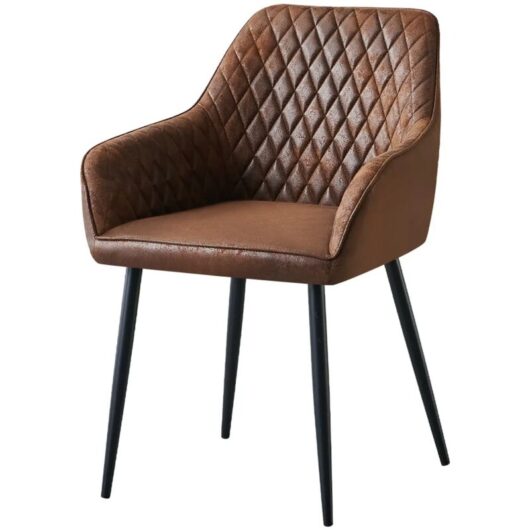 Dining Chairs 1pcs Suede Kitchen Chairs Upholstered Seat with Backrest and Armrest Office chair, Brown