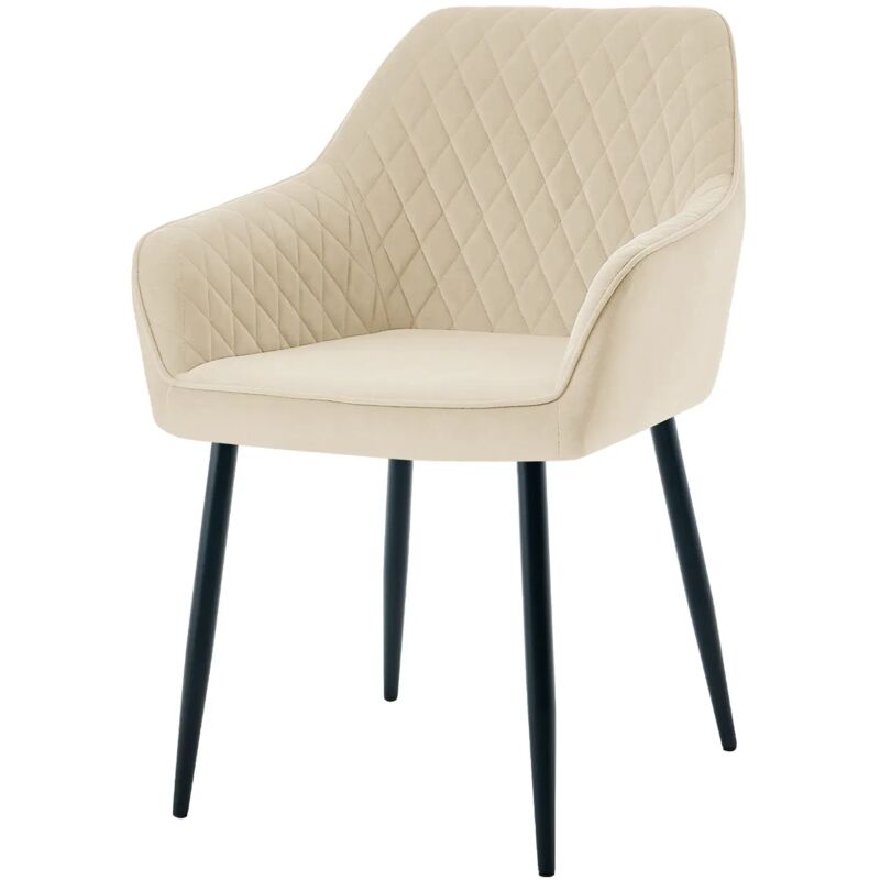 Dining Chairs 1pcs Velvet Kitchen Chairs Upholstered Seat with Backrest and Armrest Office chair, Beige