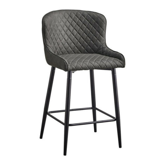 Dining Chairs 2x Faux Leather Kitchen Leisure Soft Padded Accent Chair with Metal Legs, Grey