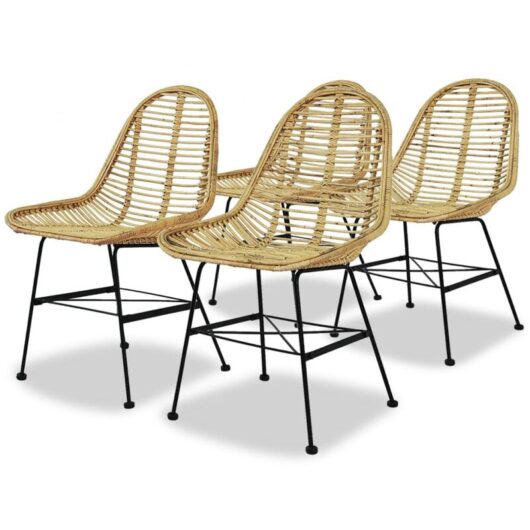Dining Chairs 4 pcs Natural Rattan vidaXL