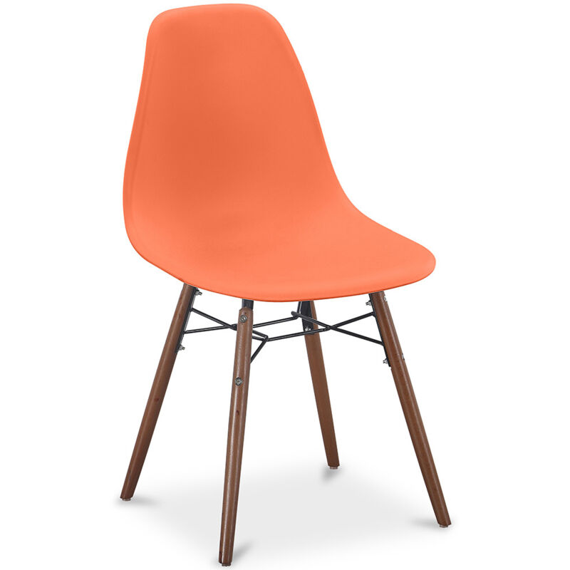 Dining Chairs - Scandinavian Design - Dark Wood Legs - Skögur Orange