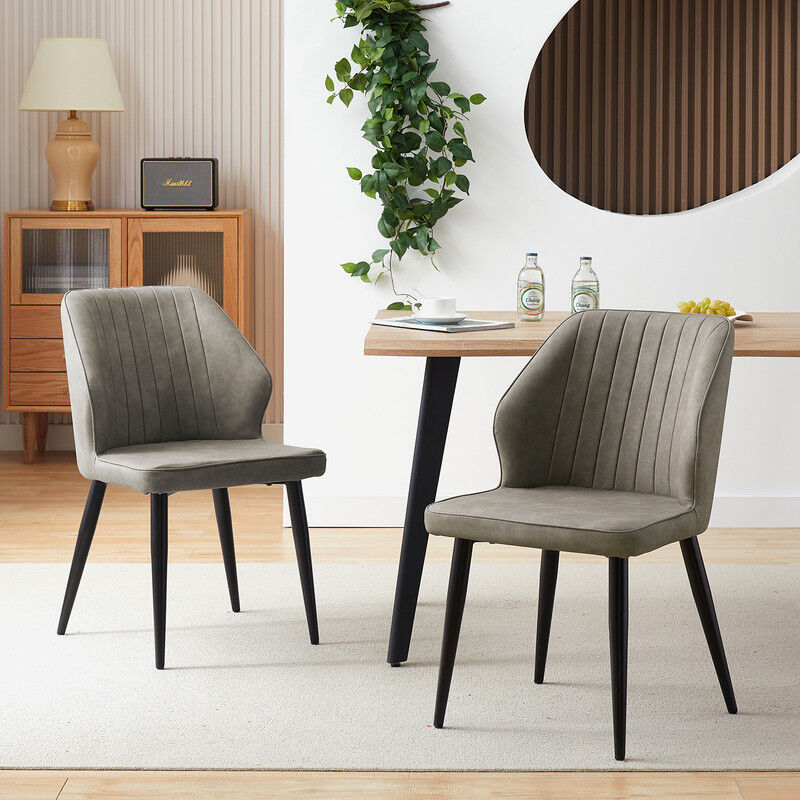 Dining Chairs Set of 2 Faux Leather Upholstered Kitchen Chairs with Backrest and Metal Legs Lounge Reception Chairs for Living Room Home Office