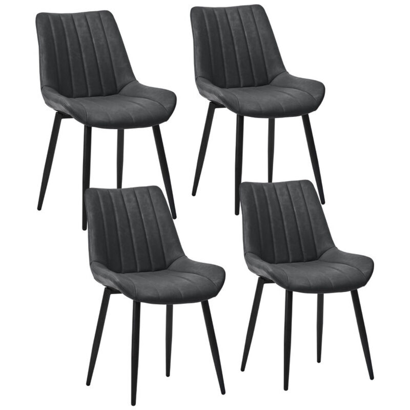 Dining Chairs Set of 4 Faux Leather Modern Kitchen Chairs with Metal Legs and Upholstered Backrest Counter Corner Chairs for Dining Reception Living