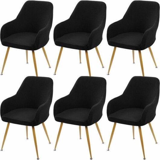 Dining Room Chair Cover with Armrests, 8-Piece Set, Removable and Washable Stretchable Chair Cover, Jacquard Chair Cover for Hotel, Wedding, Home,