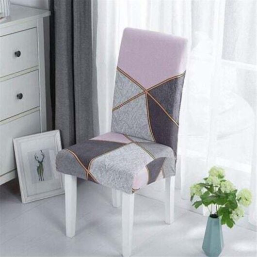 Dining chair cover, patchwork print chair cover, washable, stretchable, wedding decoration, hotel, restaurant, style A