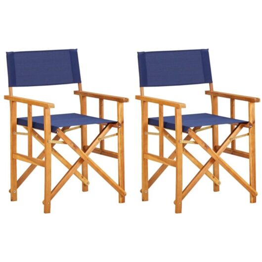 Director's Chairs 2 pcs Solid Acacia Wood Blue vidaXL
