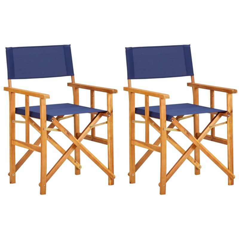 Director's Chairs 2 pcs Solid Acacia Wood Blue vidaXL