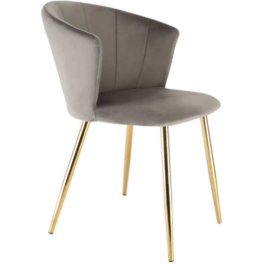 ELLA Velvet Accent Dining Chair - Grey w/ Gold Legs