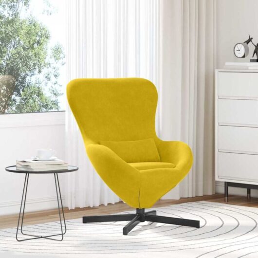 Egg Chair Yellow Velvet Vidaxl