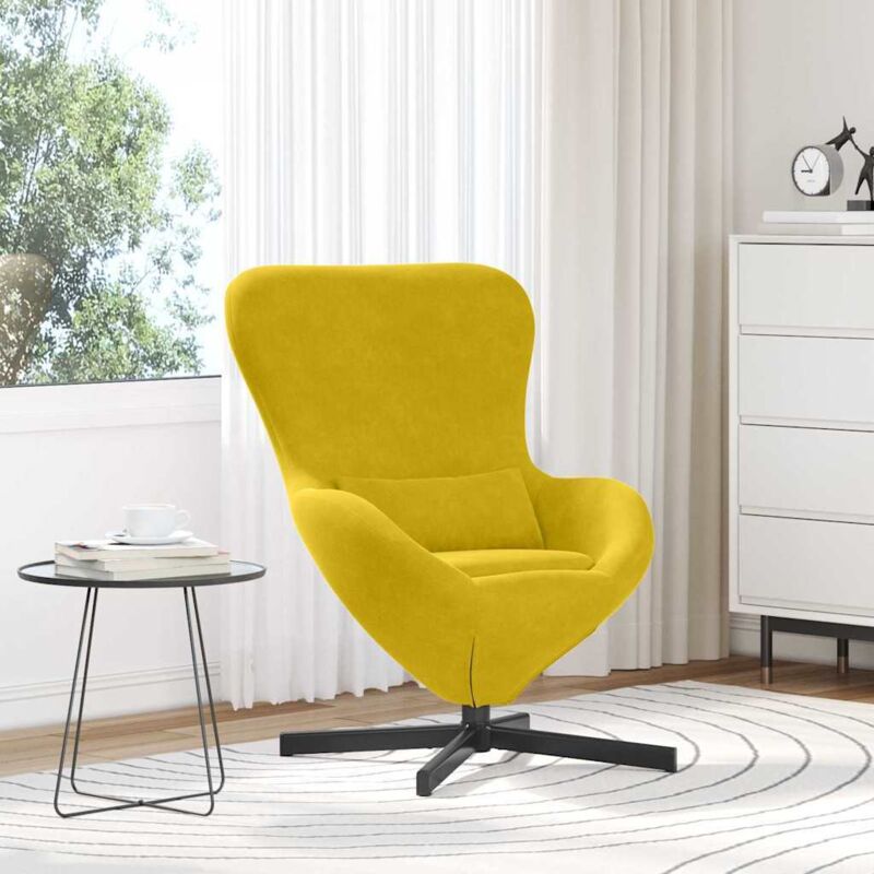 Egg Chair Yellow Velvet Vidaxl